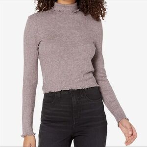 Madewell Soft Rib Lettuce Edge Long Sleeve Turtleneck top